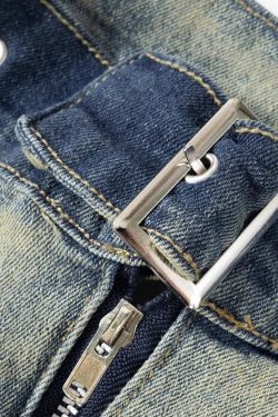 Open Front Zip-Up Denim Top