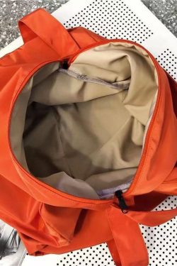 Orange Messenger Bag Nylon Oversize Patchwork Zippered
