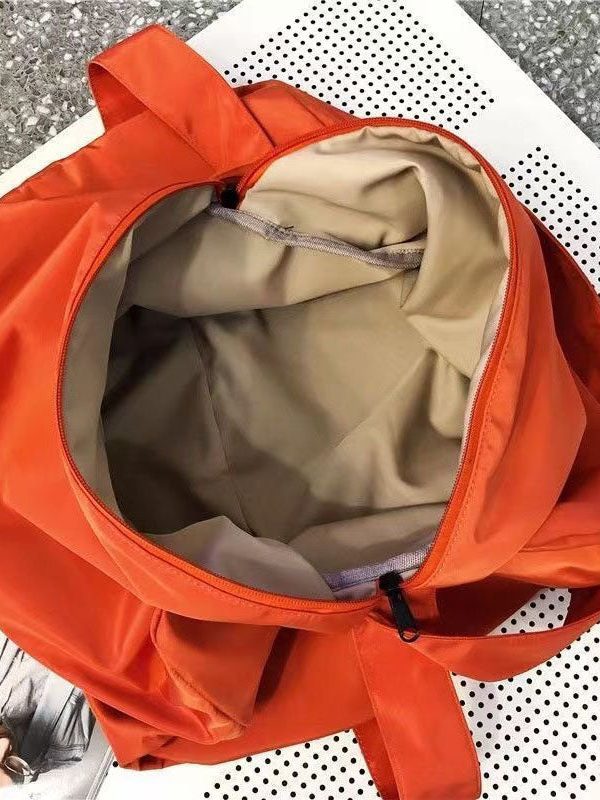 Orange Messenger Bag Nylon Oversize Patchwork Zippered