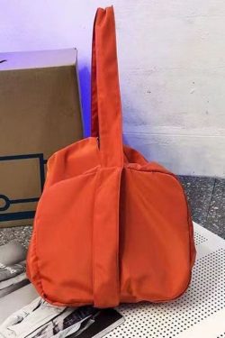 Orange Messenger Bag Nylon Oversize Patchwork Zippered