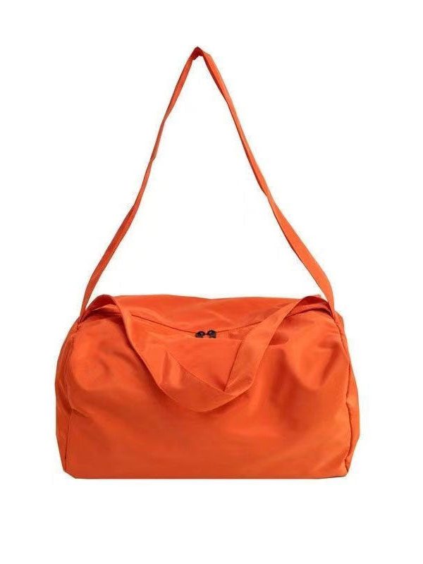 Orange Messenger Bag Nylon Oversize Patchwork Zippered