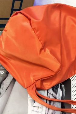Orange Messenger Bag Nylon Oversize Patchwork Zippered
