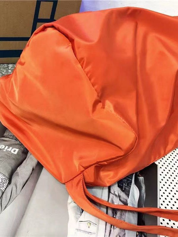 Orange Messenger Bag Nylon Oversize Patchwork Zippered