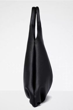 Organic Black Solid Durable Large Capacity Faux Leather Shoulder Bags
