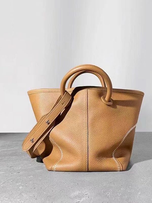 Organic Brown Patchwork Faux Leather Tote Handbag