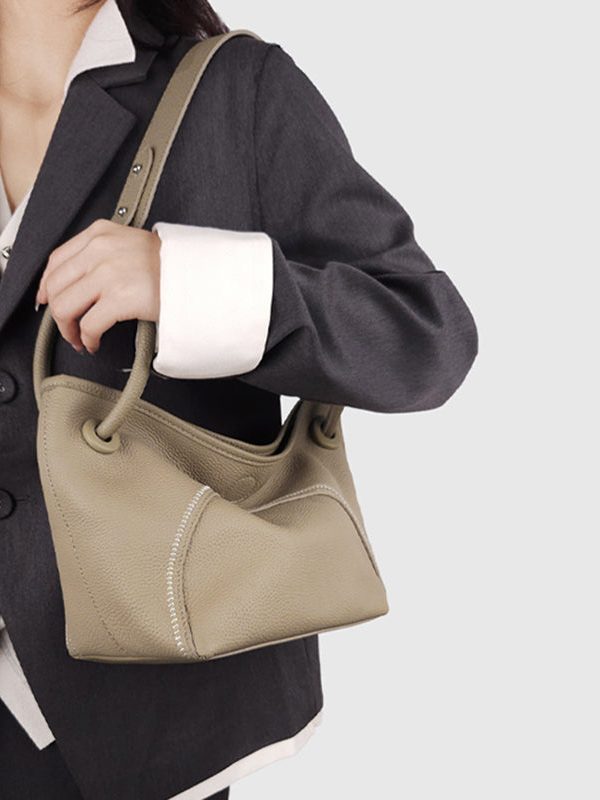 Organic Brown Patchwork Faux Leather Tote Handbag