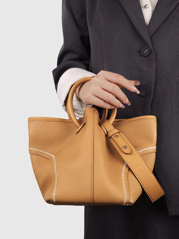 Organic Brown Patchwork Faux Leather Tote Handbag