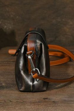 Organic Chocolate Solid Durable Calf Leather Messenger Bag