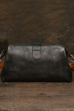 Organic Chocolate Solid Durable Calf Leather Messenger Bag