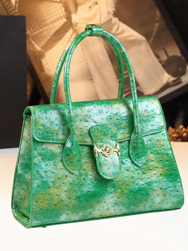 Organic Grass Green Tie Dye Faux Leather Tote Handbag
