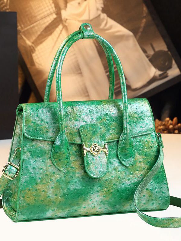Organic Grass Green Tie Dye Faux Leather Tote Handbag