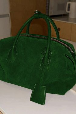 Organic Green Large Capacity Fine Suede Tote Handbag