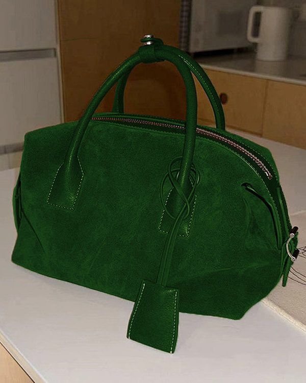 Organic Green Large Capacity Fine Suede Tote Handbag