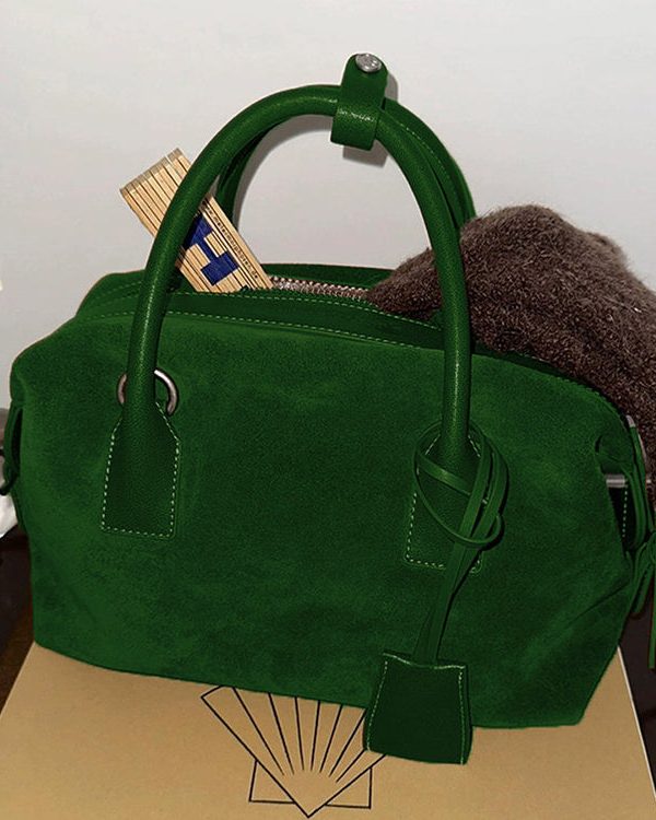 Organic Green Large Capacity Fine Suede Tote Handbag