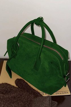 Organic Green Large Capacity Fine Suede Tote Handbag