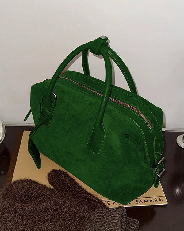 Organic Green Large Capacity Fine Suede Tote Handbag