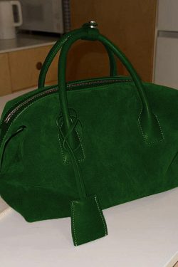 Organic Green Large Capacity Fine Suede Tote Handbag