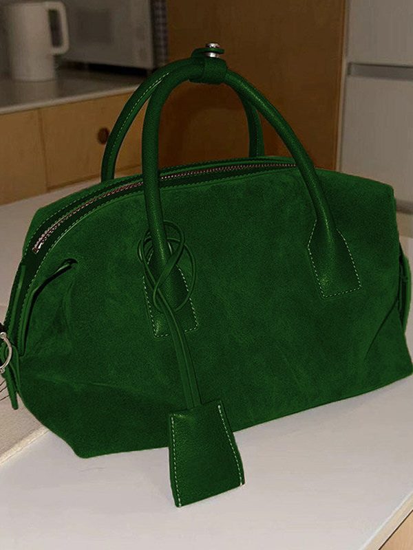 Organic Green Large Capacity Fine Suede Tote Handbag