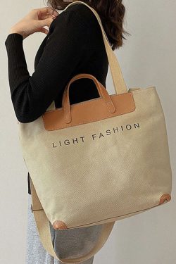 Organic Khaki Graphic Print Canvas Tote Handbag