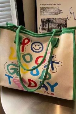 Organic Red Graphic Canvas Large Capacity Satchel Bag Handbag