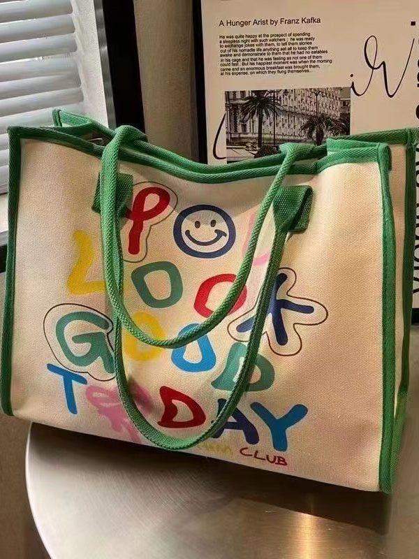 Organic Red Graphic Canvas Large Capacity Satchel Bag Handbag