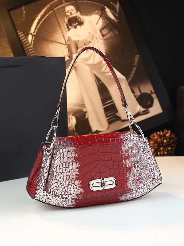 Organic Silver Embossed Calf Leather Satchel Handbag