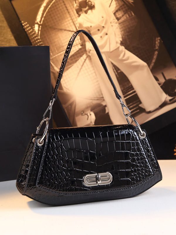 Organic Silver Embossed Calf Leather Satchel Handbag