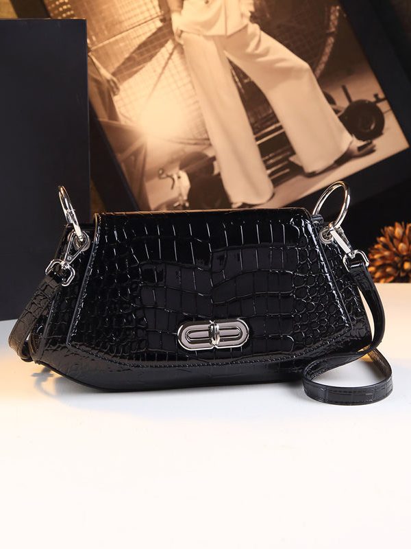 Organic Silver Embossed Calf Leather Satchel Handbag