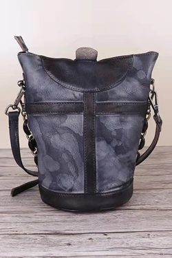 Organic Yellow Manual drip painting Paitings Calf Leather Messenger Bag