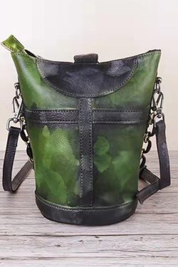 Organic Yellow Manual drip painting Paitings Calf Leather Messenger Bag