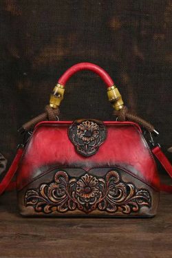 Original Beige Handmade Retro Embossed Handbag