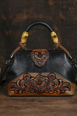 Original Beige Handmade Retro Embossed Handbag