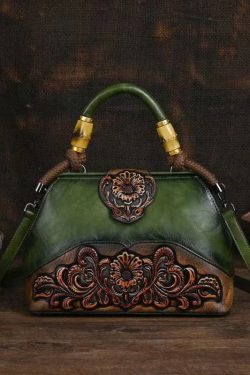 Original Beige Handmade Retro Embossed Handbag