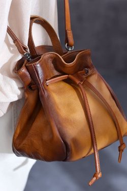 Original Blue Gradient Hand Painted Drawstring Crossbody Bag