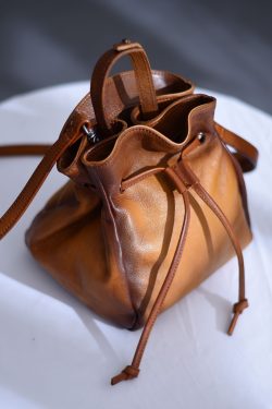 Original Blue Gradient Hand Painted Drawstring Crossbody Bag