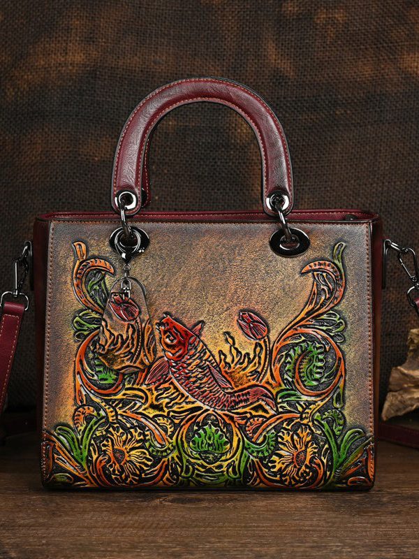 Original Chinese Style Handmade Embossed Tote Bandbag