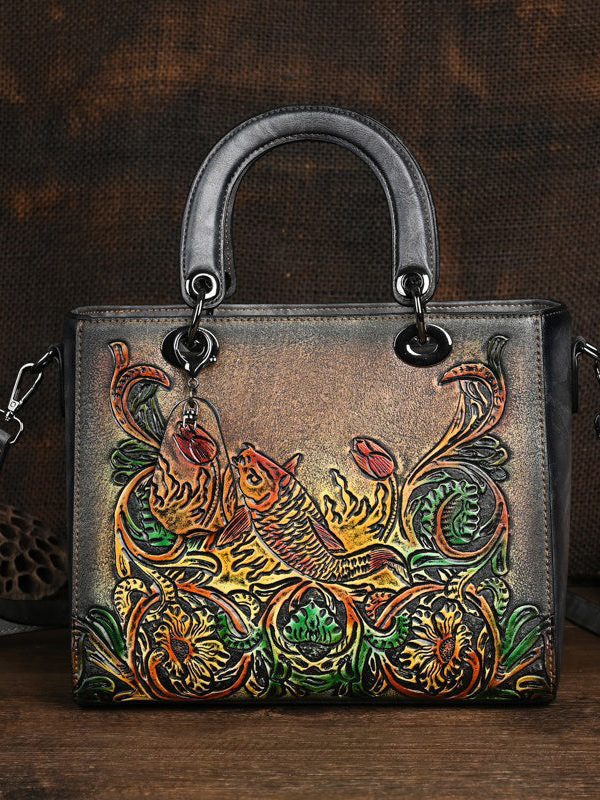 Original Chinese Style Handmade Embossed Tote Bandbag