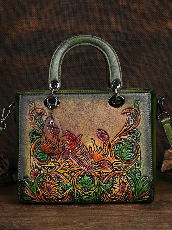 Original Chinese Style Handmade Embossed Tote Bandbag
