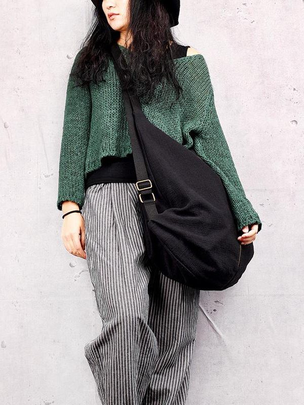 Original cloth bag with multiple backs black simple backpack