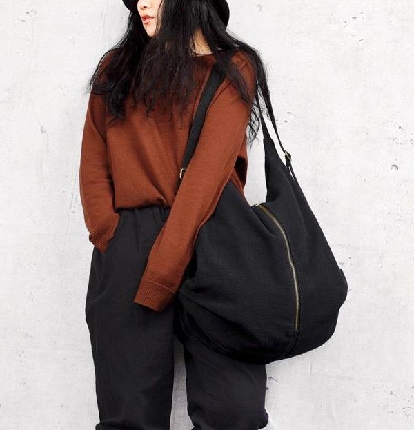 Original cloth bag with multiple backs black simple backpack