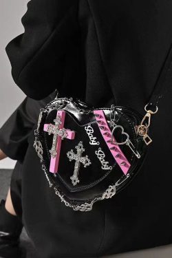 Original Cross Design Rivet Heart Messenger Bag