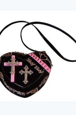 Original Cross Design Rivet Heart Messenger Bag