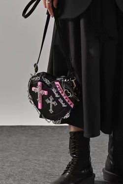 Original Cross Design Rivet Heart Messenger Bag