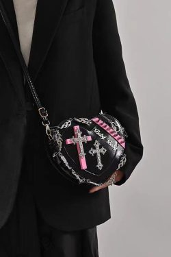 Original Cross Design Rivet Heart Messenger Bag