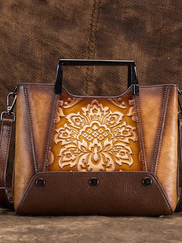 Original Design Black Jacquard Calf Leather Tote Handbag