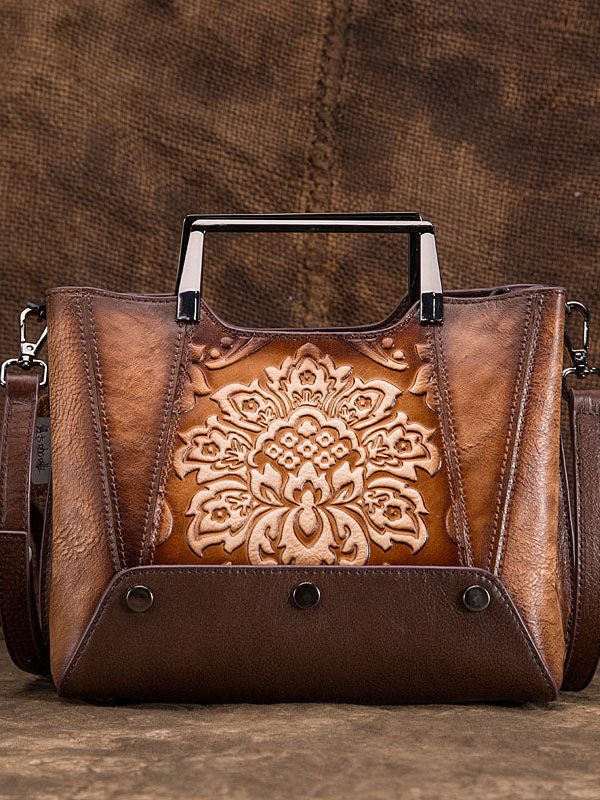 Original Design Black Jacquard Calf Leather Tote Handbag