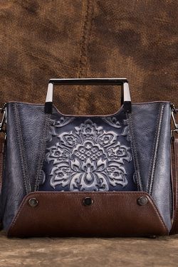 Original Design Black Jacquard Calf Leather Tote Handbag