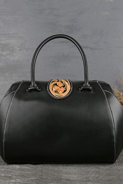 Original Design Black Print Calf Leather Tote Handbag