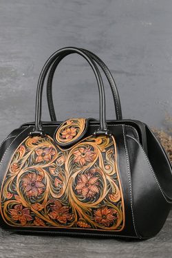 Original Design Black Print Calf Leather Tote Handbag