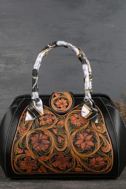 Original Design Black Print Calf Leather Tote Handbag